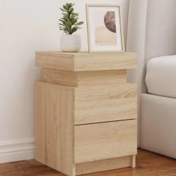 Online vidaXL Sängbord med LED-lampor sonoma-ek 35x39x55 cm Sonoma ek