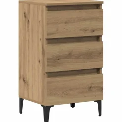 New vidaXL Sängbord med metallben 40x35x69 cm artisan ek