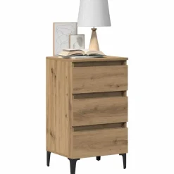 New vidaXL Sängbord med metallben 40x35x69 cm artisan ek