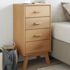 New vidaXL Sängbord OLDEN massiv furu Brun