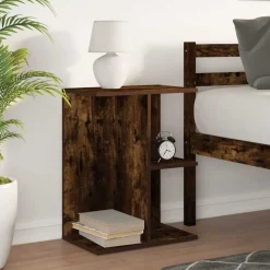 vidaXL Sängbord rökfärgad ek 46,5x29x61 cm konstruerat trä