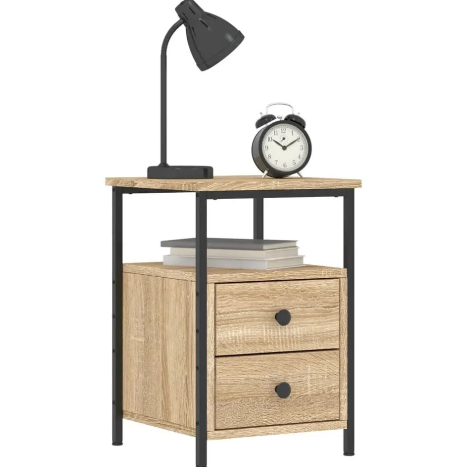 vidaXL Sängbord sonoma-ek 34x35,5x50 cm konstruerat trä Sonoma ek