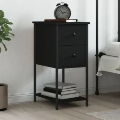 Discount vidaXL Sängbord 32x42x70 cm konstruerat trä Svart