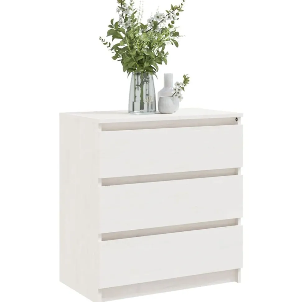 vidaXL Sängbord vit 60x36x64 cm massiv furu