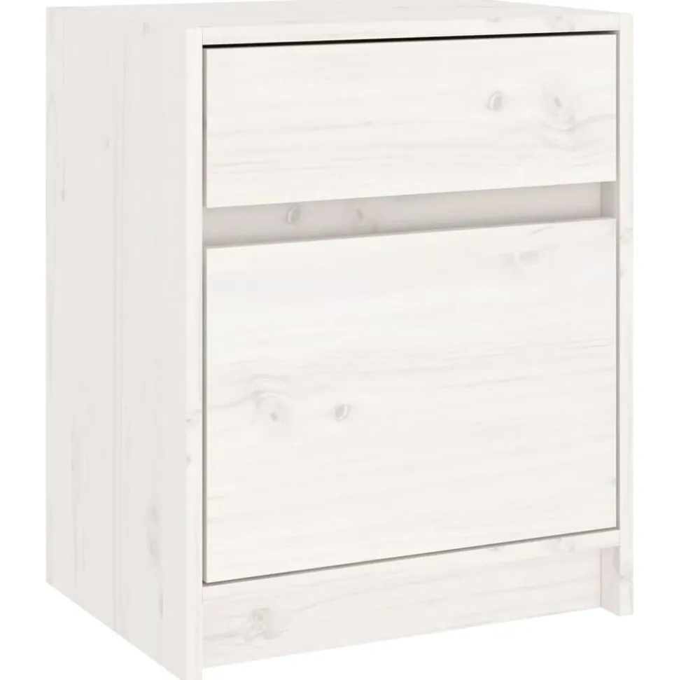 vidaXL Sängbord vit 40x31x50 cm massiv furu