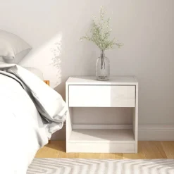 Hot vidaXL Sängbord 40x31x40 cm massiv furu Vit