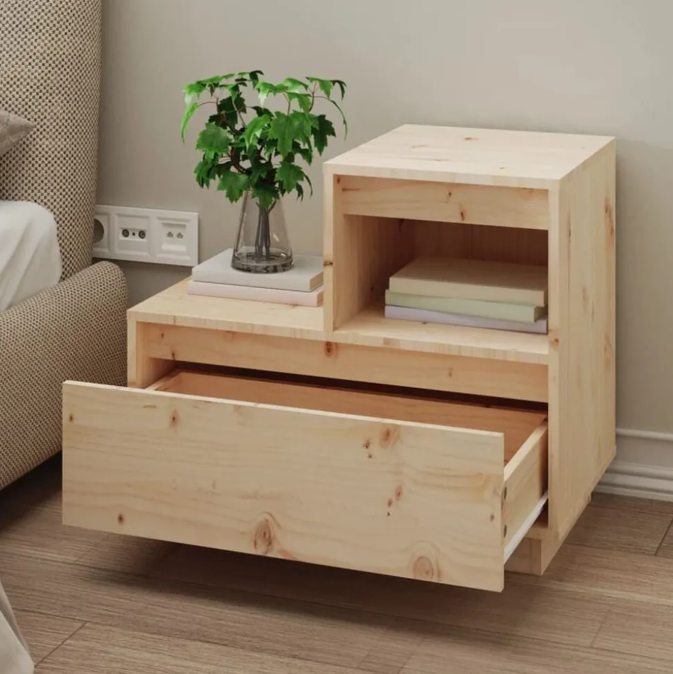 vidaXL Sängbord 60x34x51 cm massiv furu