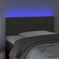 Outlet vidaXL Sänggavel LED 80x5x78/88 cm sammet Mörkgrå