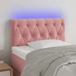vidaXL Sänggavel LED rosa 80x7x78/88 cm sammet