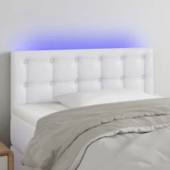 vidaXL Sänggavel LED vit 80x5x78/88 cm konstläder