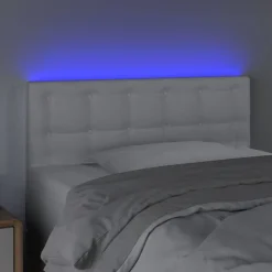 vidaXL Sänggavel LED vit 80x5x78/88 cm konstläder