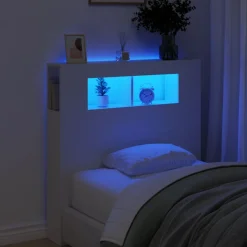 vidaXL Sänggavel LED vit 100x18,5x103,5 cm konstruerat trä