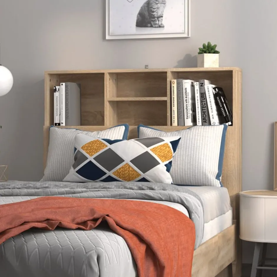 Best vidaXL Sänggavel med förvaring sonoma-ek 100x19x103,5 cm Sonoma ek