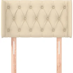 vidaXL Sänggavel med kanter gräddvit 83x16x78/88 cm tyg