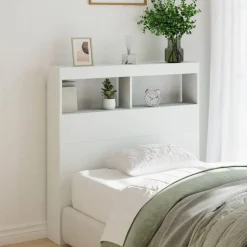 vidaXL Sänggavel med LED vit 100x17x102 cm