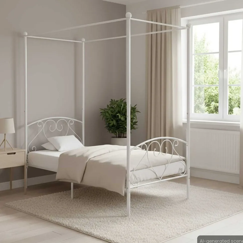 vidaXL Sänghimmel utan madrass metall 90x200 cm