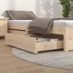 Hot vidaXL Sänglådor 2 st massiv furu Naturfärg