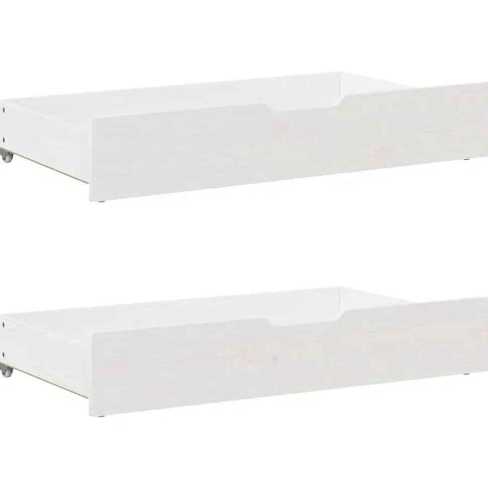vidaXL Sänglådor 2 st vit 95x55x17 cm massiv furu