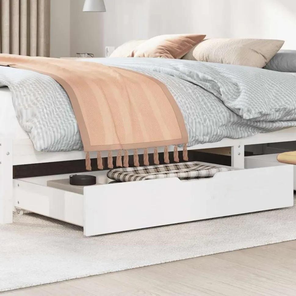 vidaXL Sänglådor 2 st vit 95x55x17 cm massiv furu