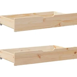 New vidaXL Sänglådor med hjul 2 st 95x55x17 cm massiv furu Naturfärg