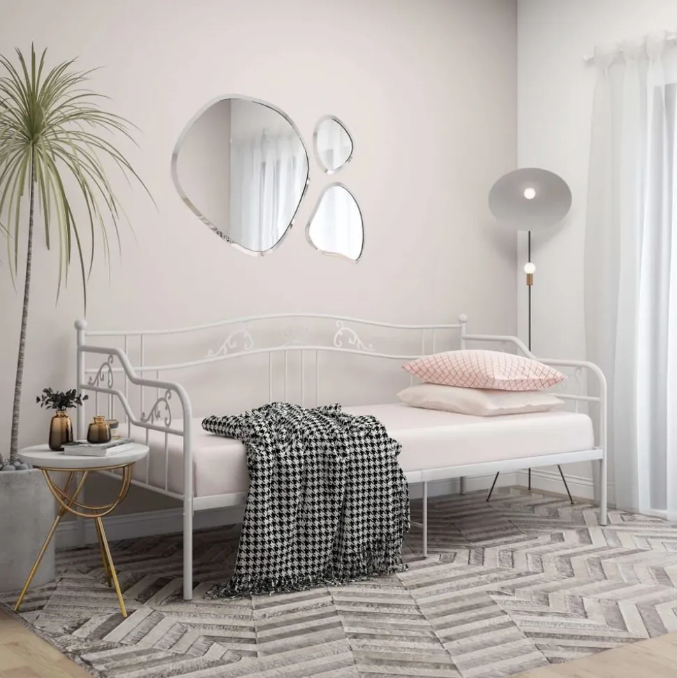 vidaXL Sängram bäddsoffa vit metall 90x200 cm