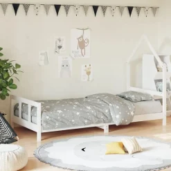 vidaXL Sängram för barn vit 90x190 cm massiv furu