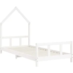 vidaXL Sängram för barn vit 90x190 cm massiv furu