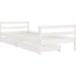 Clearance vidaXL Sängram för barnsäng m. lådor 80x200 cm massiv furu Vit