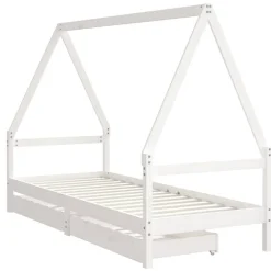 Discount vidaXL Sängram för barnsäng m. lådor 80x200 cm massiv furu Vit
