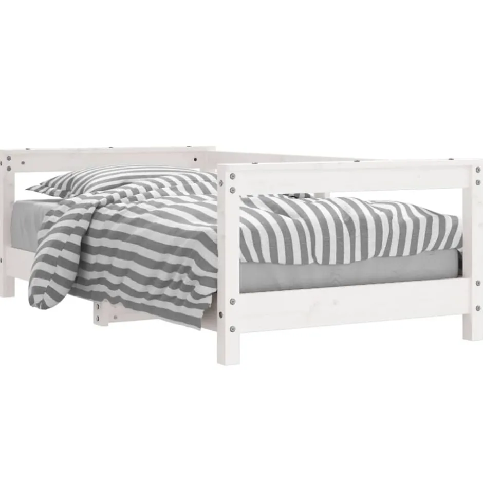 Discount vidaXL Sängram för barnsäng 70x140 cm massiv furu Vit