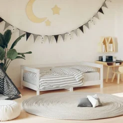 Discount vidaXL Sängram för barnsäng 70x140 cm massiv furu Vit