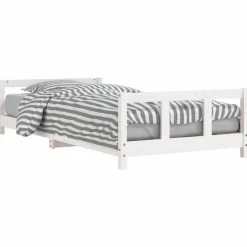 vidaXL Sängram för barnsäng vit 90x200 cm massiv furu