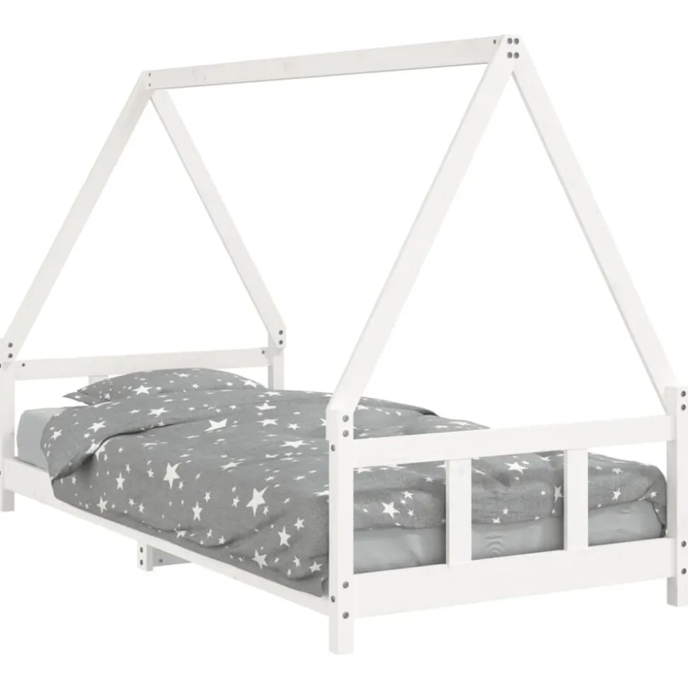 vidaXL Sängram för barnsäng vit 90x200 cm massiv furu