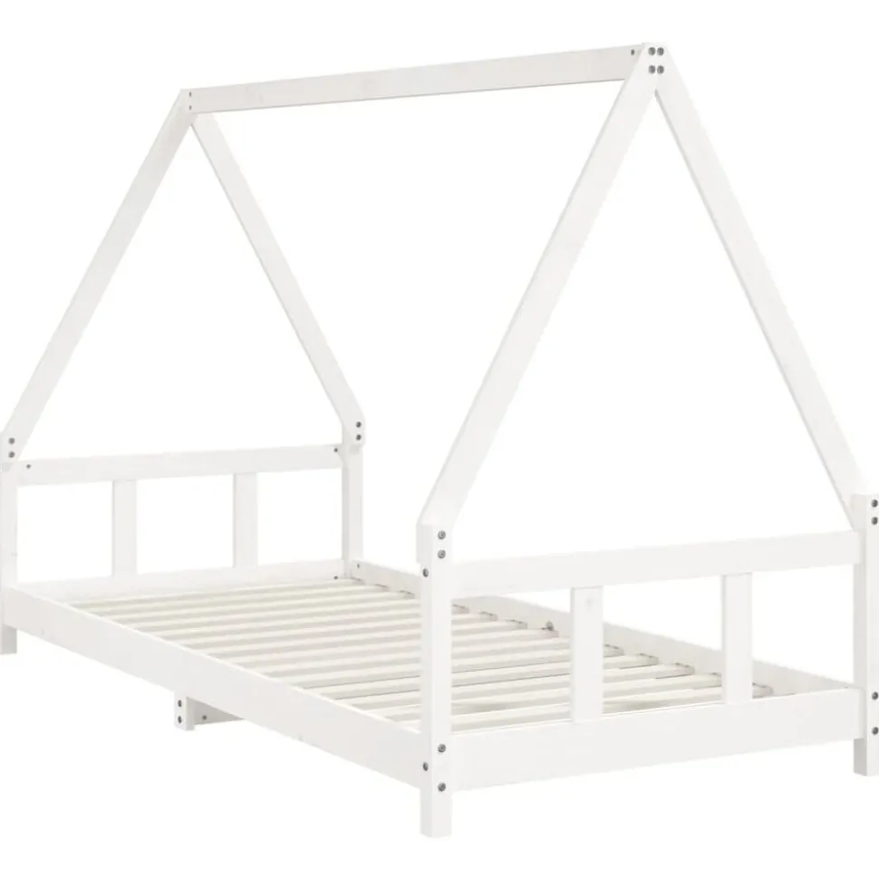 vidaXL Sängram för barnsäng vit 90x200 cm massiv furu
