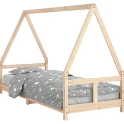 Hot vidaXL Sängram för barnsäng 80x200 cm massiv furu Naturfärg