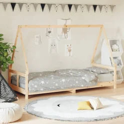 Hot vidaXL Sängram för barnsäng 80x200 cm massiv furu Naturfärg