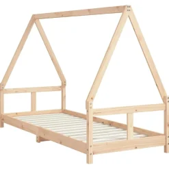 Hot vidaXL Sängram för barnsäng 80x200 cm massiv furu Naturfärg