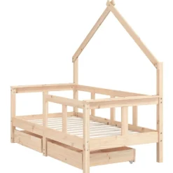 vidaXL Sängram för barnsäng m. lådor 70x140 cm massiv furu