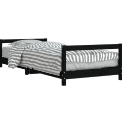 Hot vidaXL Sängram för barnsäng 90x200 cm massiv furu Svart