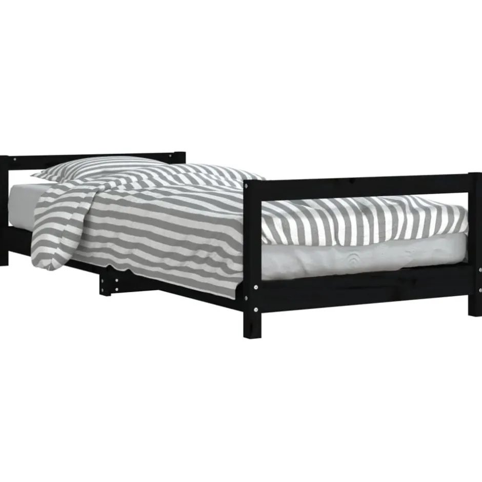 Hot vidaXL Sängram för barnsäng 90x200 cm massiv furu Svart