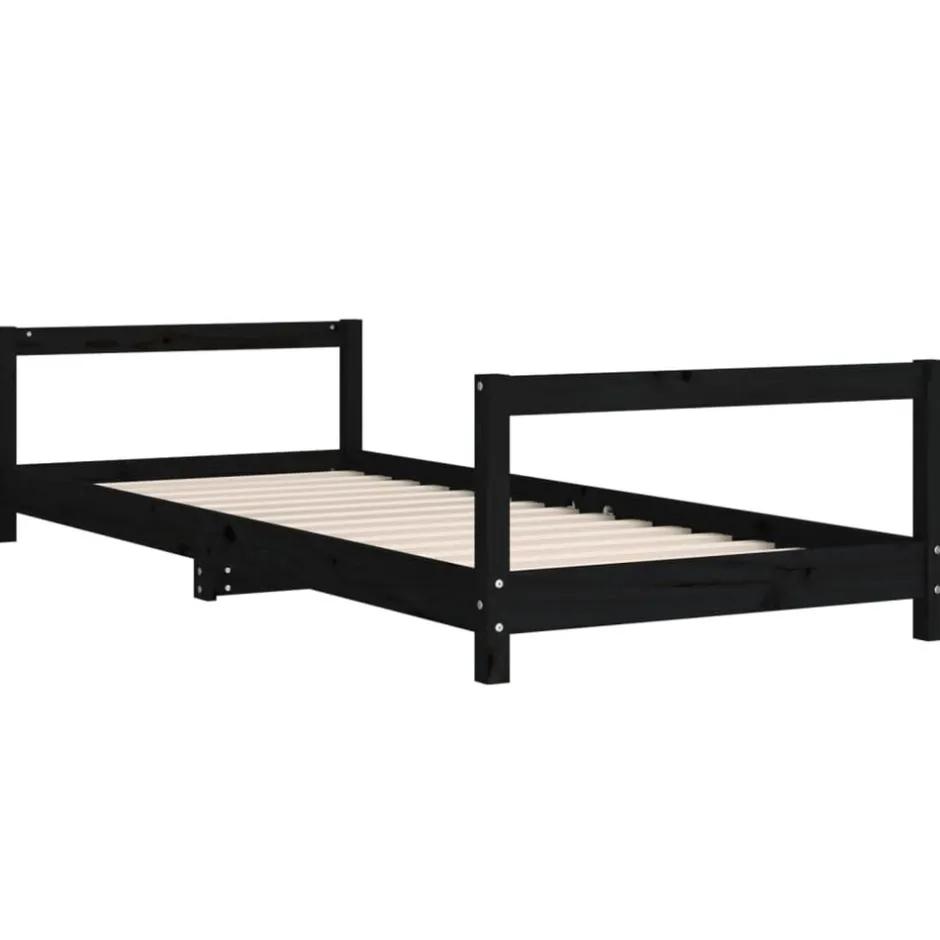 Hot vidaXL Sängram för barnsäng 90x200 cm massiv furu Svart