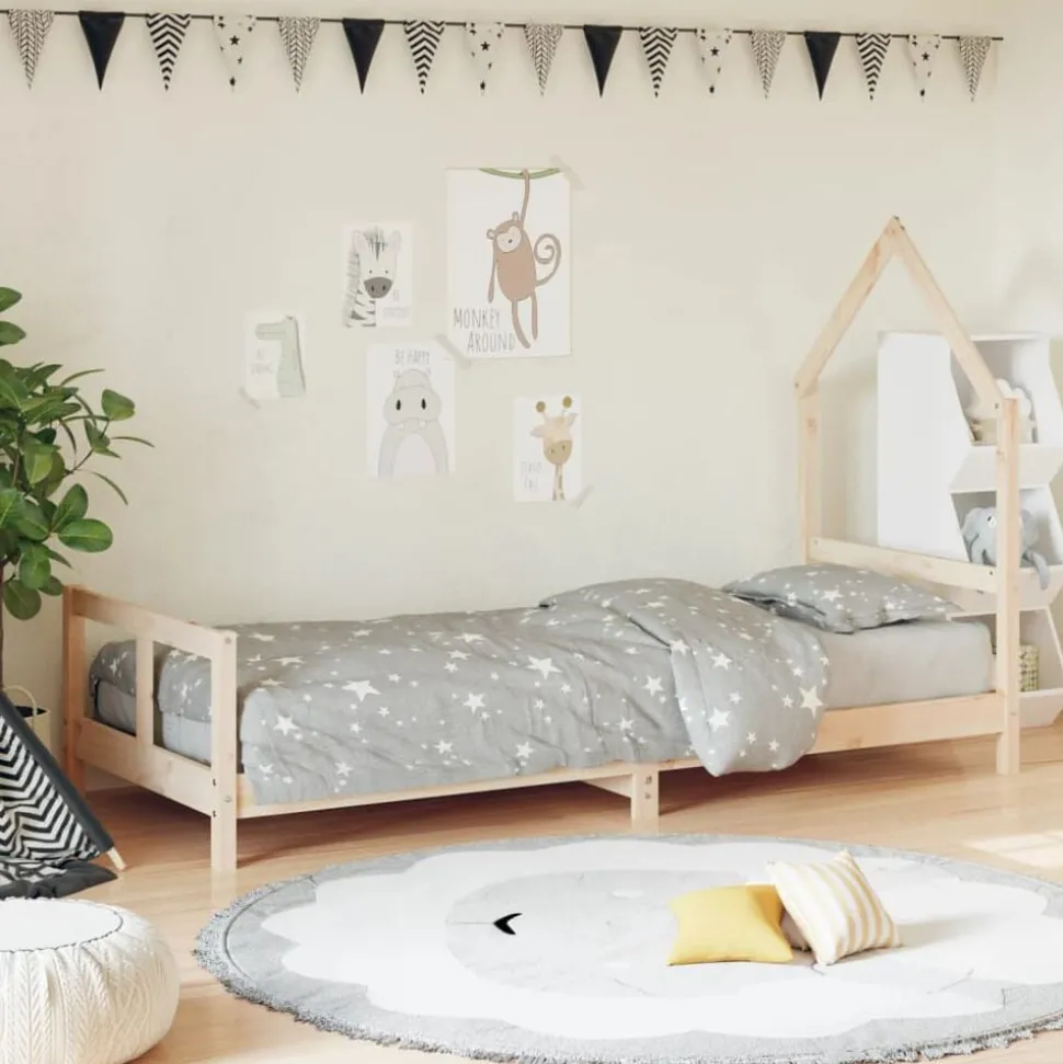 vidaXL Sängram för barnsäng 80x200 cm massiv furu