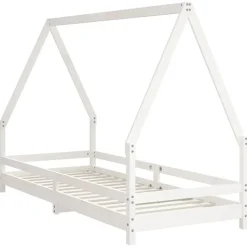 vidaXL Sängram för barnsäng vit 80x200 cm massiv furu