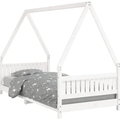 vidaXL Sängram för barnsäng 90x200 cm massiv furu Vit