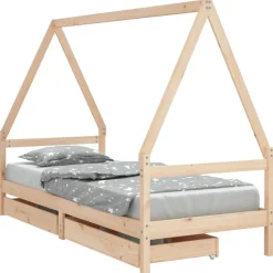 vidaXL Sängram för barnsäng m. lådor 80x200 cm massiv furu
