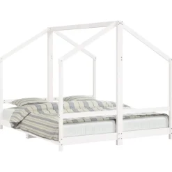 New vidaXL Sängram för barnsäng 2x(80x200) cm massiv furu Vit