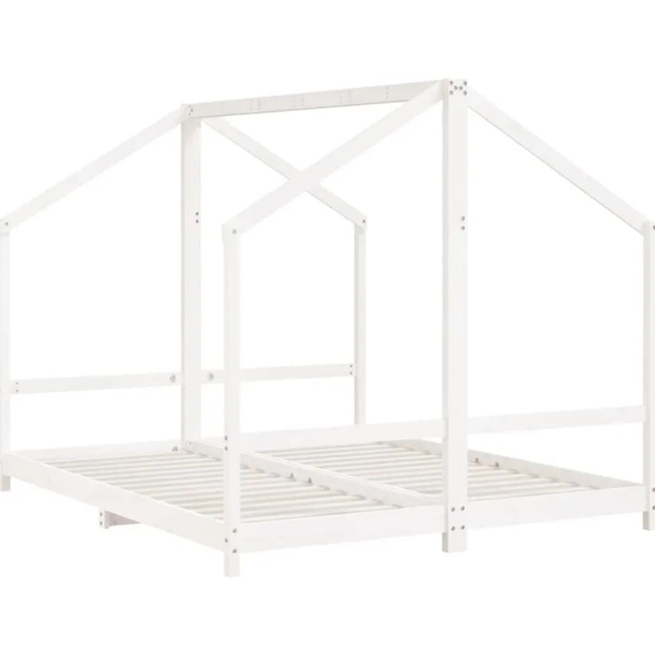 New vidaXL Sängram för barnsäng 2x(80x200) cm massiv furu Vit