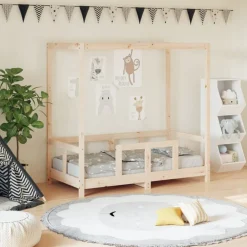 Sale vidaXL Sängram för barnsäng 70x140 cm massiv furu Naturfärg