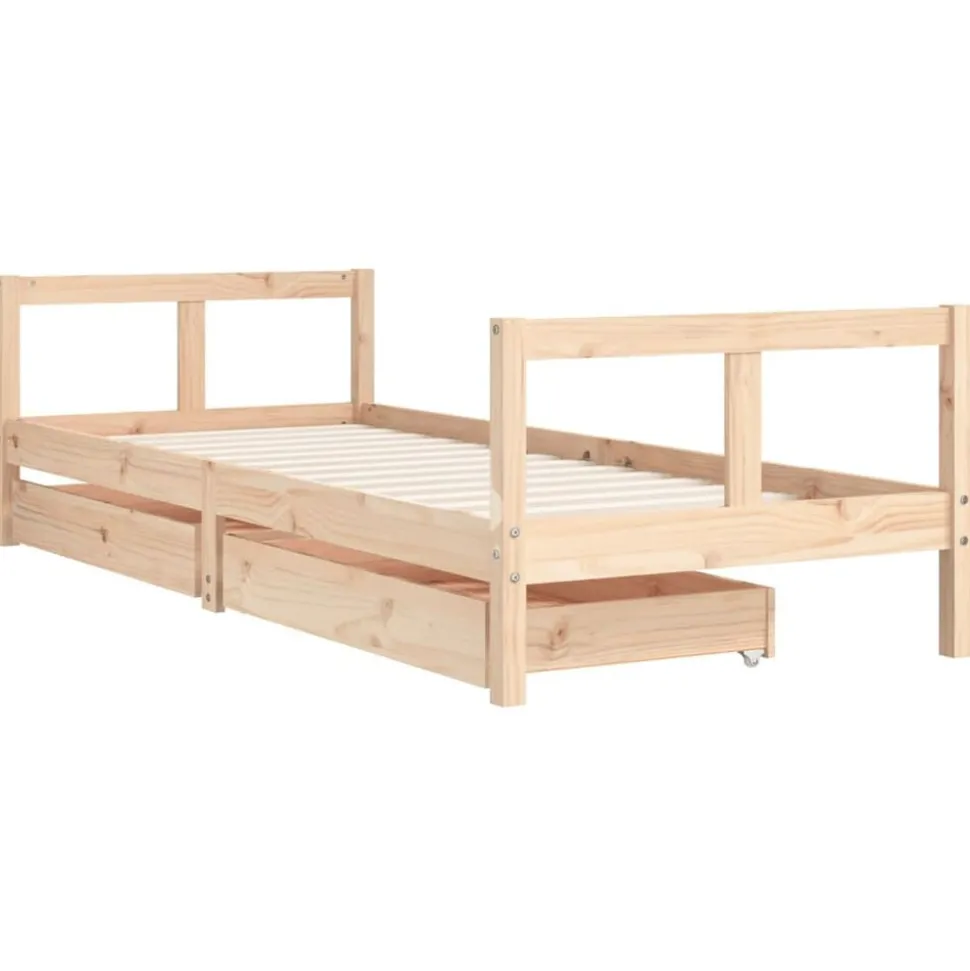 vidaXL Sängram för barnsäng m. lådor 80x200 cm massiv furu