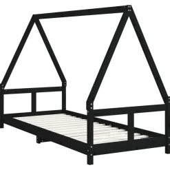 vidaXL Sängram för barnsäng svart 80x200 cm massiv furu